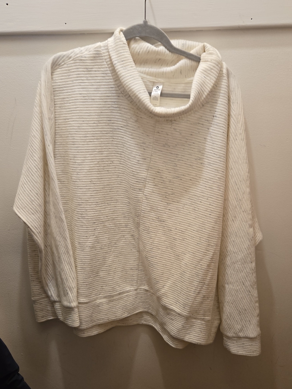 90 Degree By Reflex Cream Ribbed Cowl Neck Sweater